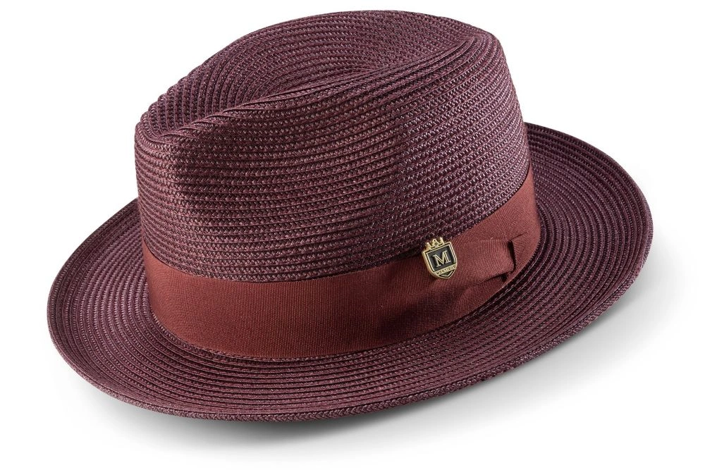 Vinrød Flettet Fedora Hat: Bred Skygge & Elegant Grosgrain-bånd – Perfekt Stil til Enhver Lejlighed!